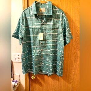 Rayaura Men's Green Plaid Hawaiian Shirt Brand New Soft Light Weight
